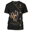 Gold Fashion Hair Stylist T Shirt Salon Uniform Hairstylist Custom T-shirt