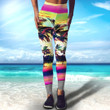 Tropical Coconut Tree Beach Surf Leggings Sunset Scenery High Wasted Surfing Workout Gym Pants Gift For Mom Wife