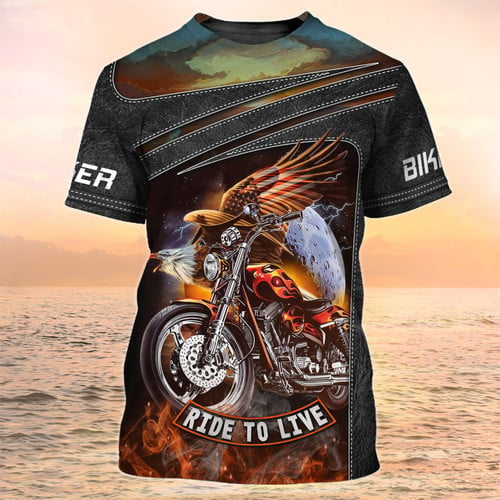 Motorcycle T Shirt Eagle Biker Shirt For Men