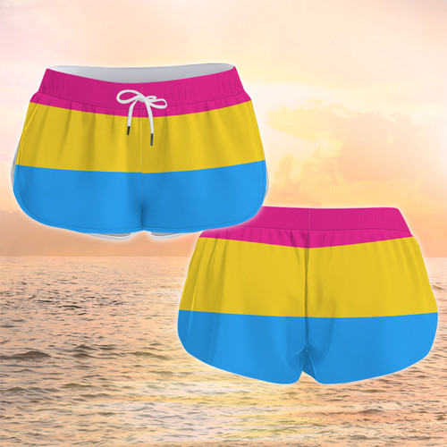 Pansexual Pride Relaxed Swim Trunks, Pride Rainbow Shorts, Pride Shorts Womens
