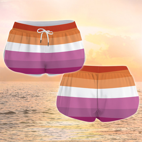 Pansexual Pride Relaxed Swim Trunks, Pride Rainbow Shorts, Womens Pride Shorts