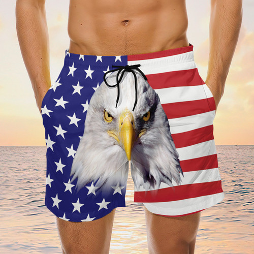 Eagle American Flag Swim Trunks, Eagle Board Shorts