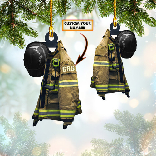 Capitaine Black Helmet Ornament, Firefighter Custom Shaped Ornament, Personalized Christmas Ornaments
