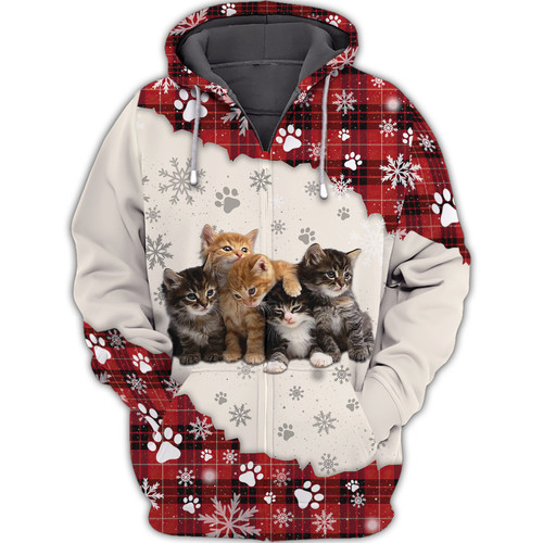 Cat and Snow 3D Full Print Shirts Cats Shirts