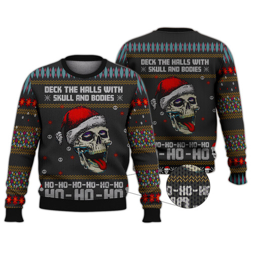 ValorAnt 3D Knitting Pattern Ugly Sweater/Hoodie Naughty Skull Face Hoodie T Shirt