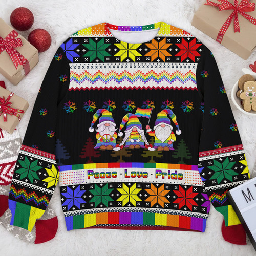 LGBT Peace Love Pride 3D Sweater Christmas Gift