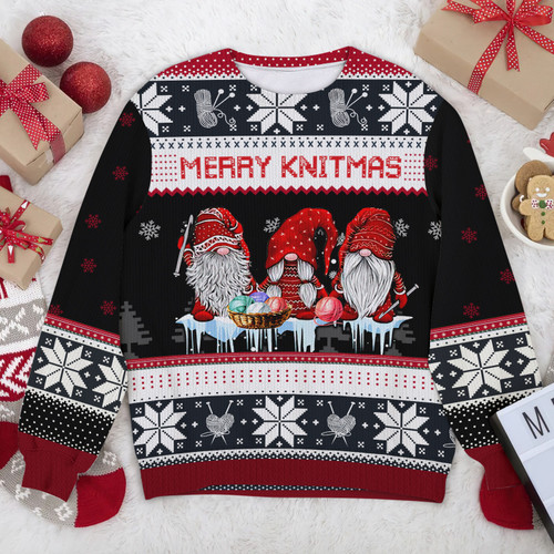 Merry Knitmas 3D Sweater Funny Christmas Gift For Knitters