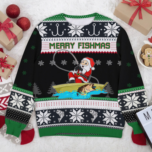 Merry Fishmas 3D Sweater Christmas Gift For Fisherman