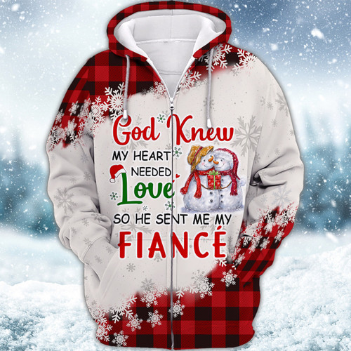 God Sent Me My Fiance 3D Printed Christmas Gift For Your Fiancee Hoodie T Shirt