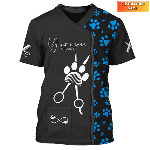 Groomer Dog Groomer Uniform Salon Pet Custom Tee Shirt