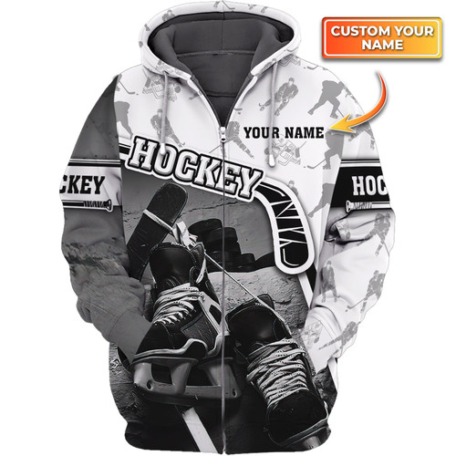 Hockey 074 BP - Personalized Name 3D Zipper hoodie - QB95