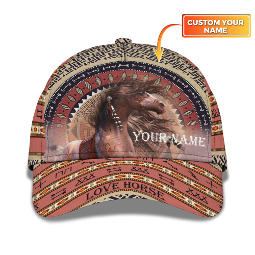 Animal Horse Native American with Tribal Prints Personalized Hat for Men Women