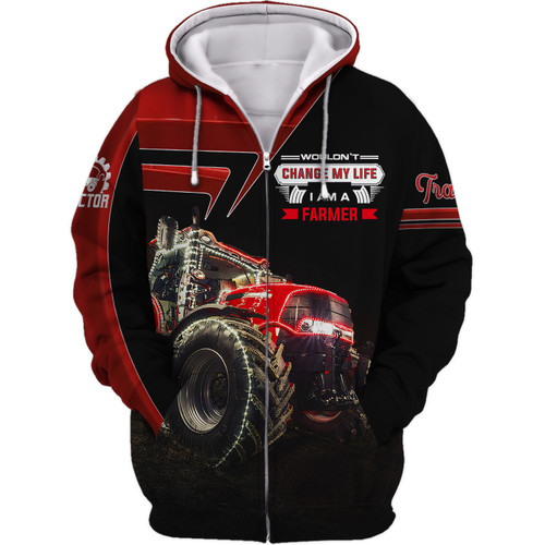 Red & Black 3D Tractor Shirt Truck Driver Shirts Tractor Personalized Name 3D Shirt, Hoodie, 3D Zipper Hoodie,...