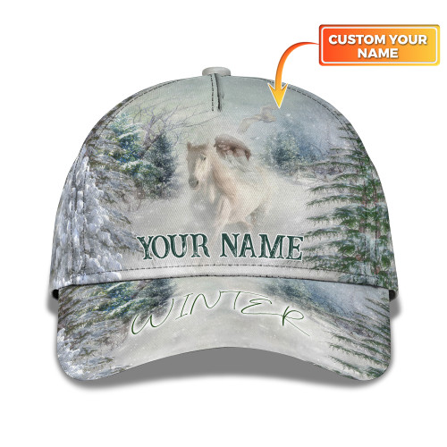 Soft Fabric Baseball Custom Name Hat Winter Horse Gift for Animal Lover Adults