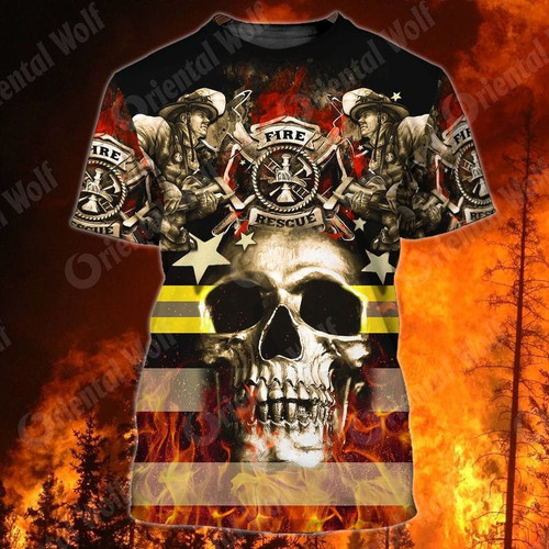 Firefighter Skull Design T-Shirt