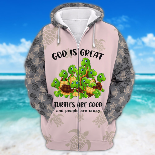 God Is Great Turtles Are Good 3D Printed Hoodie Tshirt