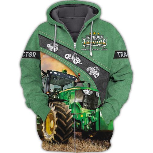 Tractor 3D Shirts Farmer Clothing Tractor Zipper Hoodie Tshirt