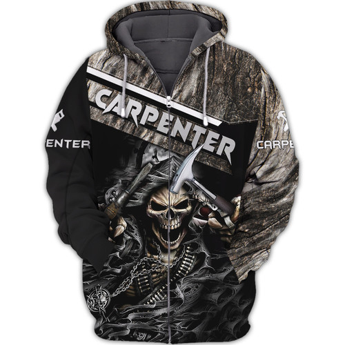 Carpenter Wood Seamless Grey Tree Grain - 3D All Over Printed Hoodie T Shirt Zipper hoodie