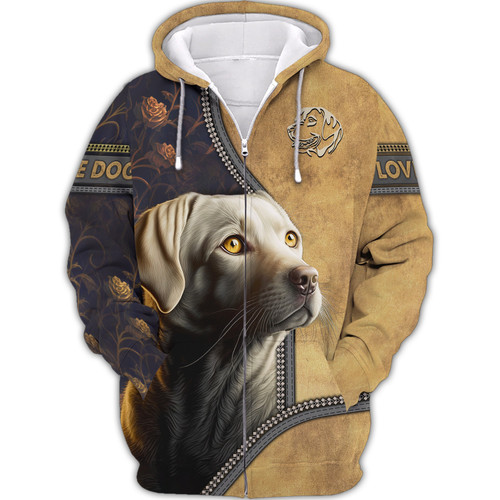 Yellow Labrador Retriever With Leather Style 3D Full Printed Hoodie Tshirt