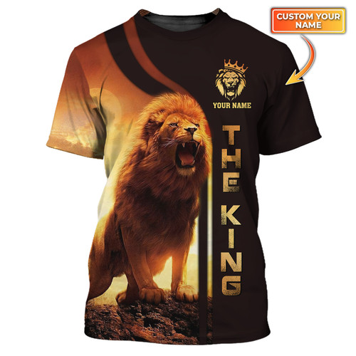 Lion Tee Shirt The King Personalized Name 3D Tshirt Gift For Lion Lover