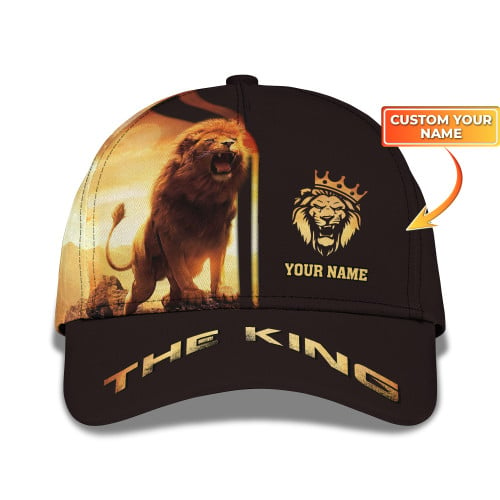 Lion Classic Cap The King Personalized Name 3D Baseball Cap Gift For Lion Lovers