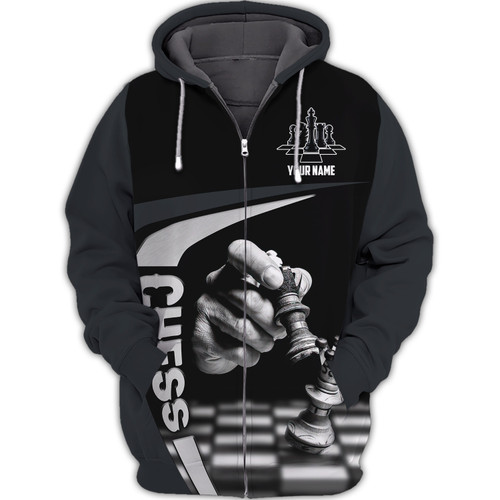 Latest Chess Personalized Name Zipper Hoodie, 3D Hoodie