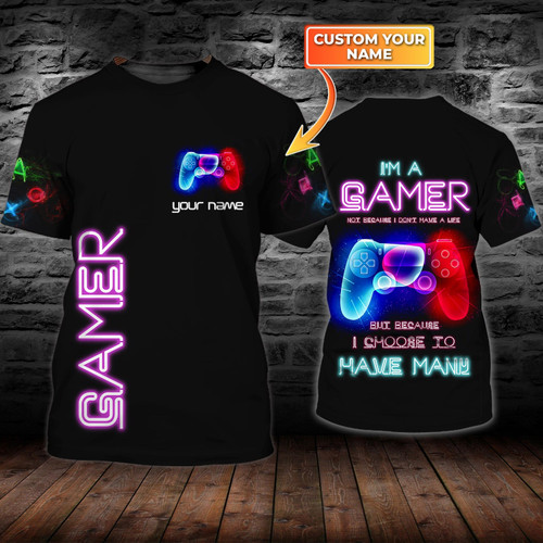 I Am A Gamer, Personalized Name 3D T Shirt 02, NBTT