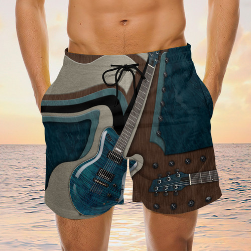 Guitar Sheet Music Board Shorts, Guitar Shorts, Men's Swim Shorts