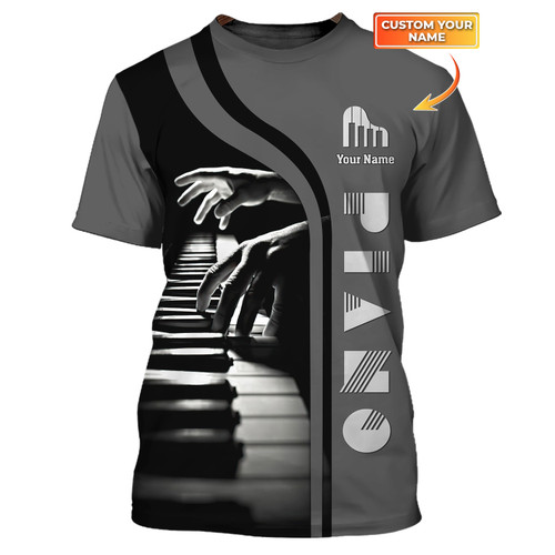 Piano Tee Shirt Piano Personalized Name 3D Tshirt Gift For Pianist