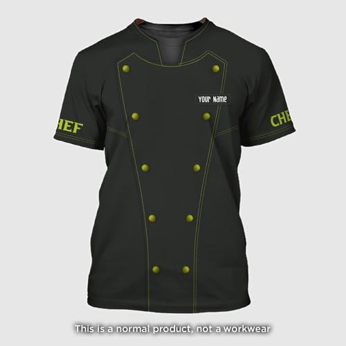 Chef Personalized Tee Shirt Chef Apparel Chef Wear Cook Shirts Chef Uniform Black & Green