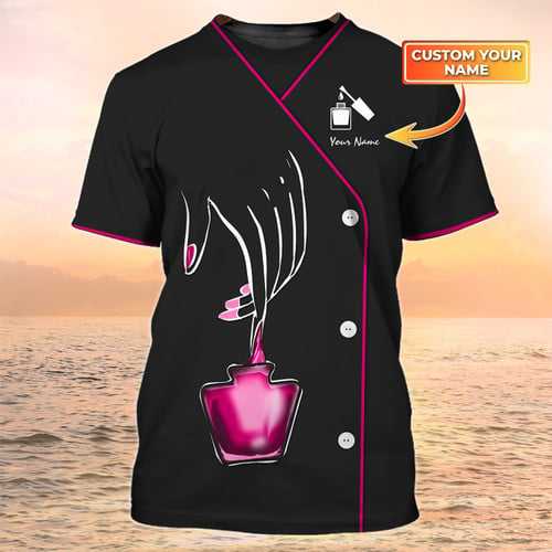 Beauty Spa Uniform Nail Tech Shirts Custom Manicurist Gift Black