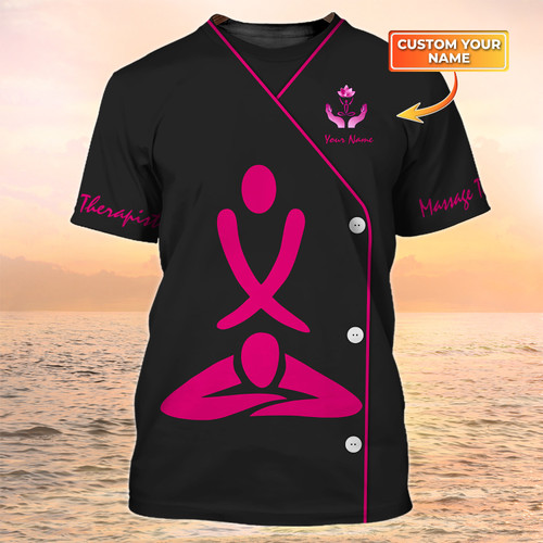 Massage Therapist T Shirts Custom Massage Uniform Black [Non workwear]