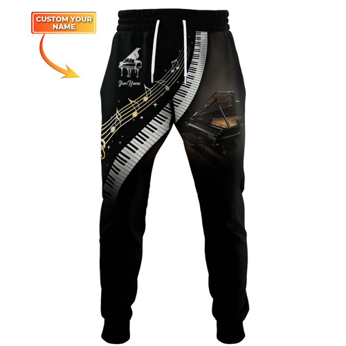 Piano Music Note Pattern Custom Pants Pianist 3D Sweatpants Piano Jogger