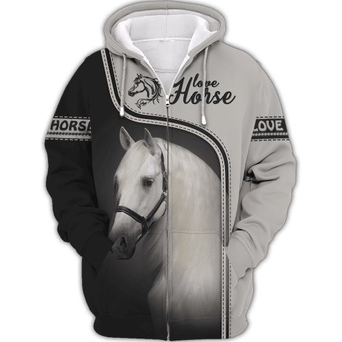 White Horse Shirts Love Horses 3d Full Print Zipper Hoodie, Tshirt, Boomber, Polo,..