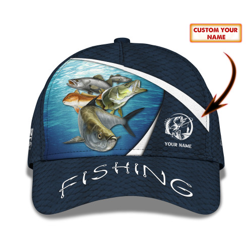 Fish Skin Cap Fisher Personalized Name 3D Baseball Cap Fishing Classic Cap