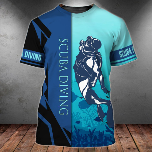 Scuba Diving 3D All Over Printed T Shirt Diver New