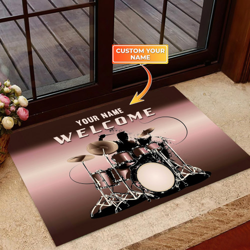 Drum Set Music Design Doormat, Custom Doormat, Personalized Doormat, Drummer Doormat, Welcome mat