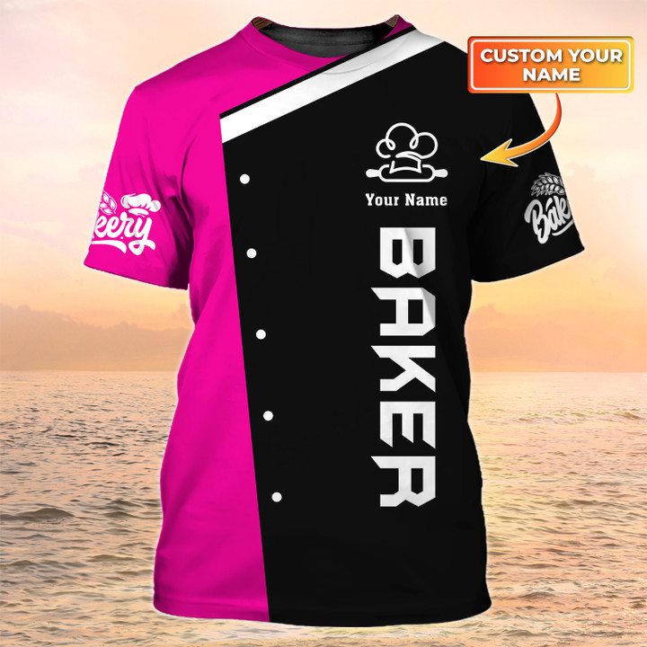 Baker T Shirt Custom Bakery Uniform Black Pink