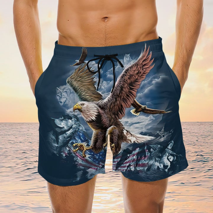 Eagle Mens Boardshorts, American Eagle Mens Shorts, Gifts For Men Eagle Swim Shorts