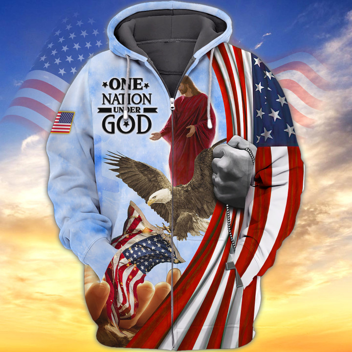 One Nation Under God 3d Full Print Shirts 42
