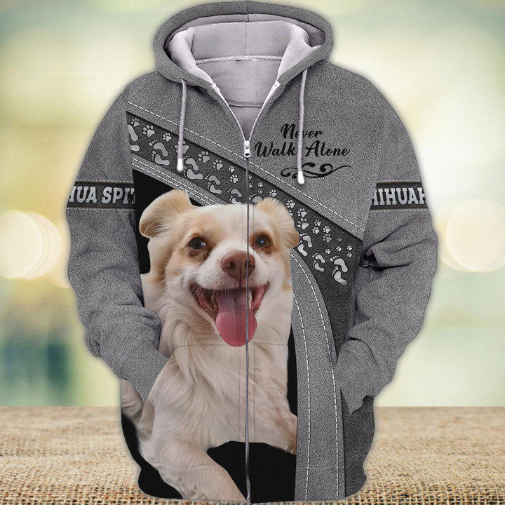 Chihuahua Spitz Love Never Walk Alone 3D Full Print Shirts 1320