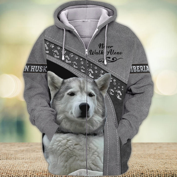 Siberian Husky Love Never Walk Alone 3D Full Print Shirts 1324