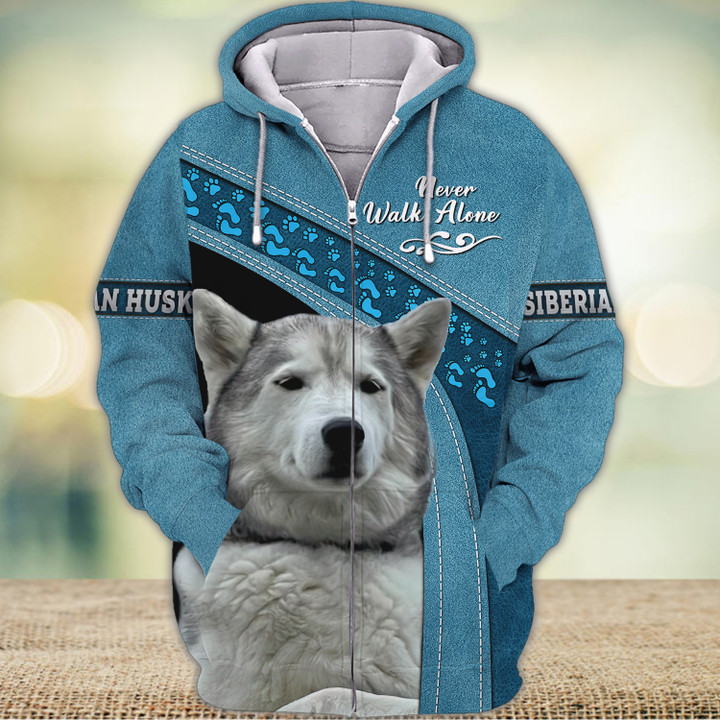 Siberian Husky Love Never Walk Alone 3D Full Print Shirts 1348