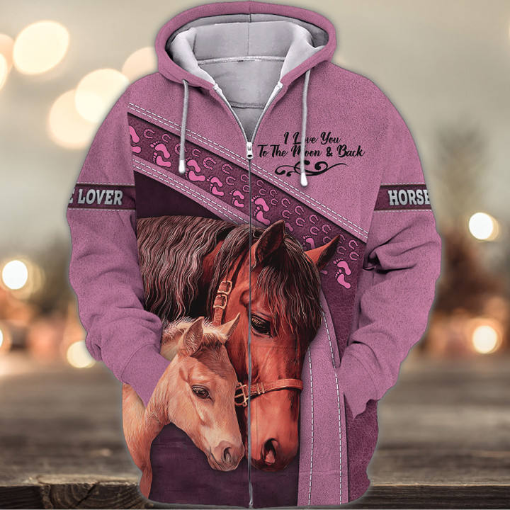 Horse Lover I Love You To The Moon & Back 3D Full Print Shirts 1409