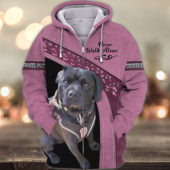Cocker Spaniel Pug Love Never Walk Alone 3D Full Print Shirts 1426