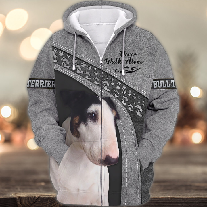 Bull terrier Never Walk Alone 3D Full Print Shirts 1567
