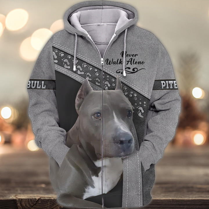 Pitbull Never Walk Alone 3D Full Print Shirts 1585