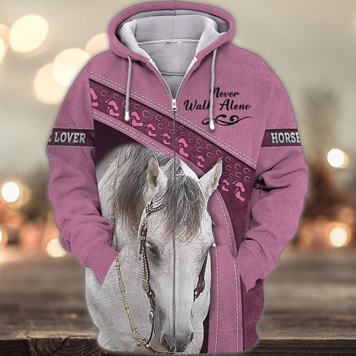 Horse Love Never Walk Alone 3D Full Print Shirts 1739