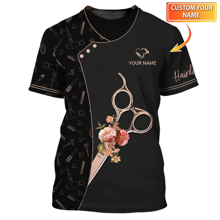 Hair Salon Uniform Hairdresser Custom T Shirt Hairstylist Black Tee Shirt