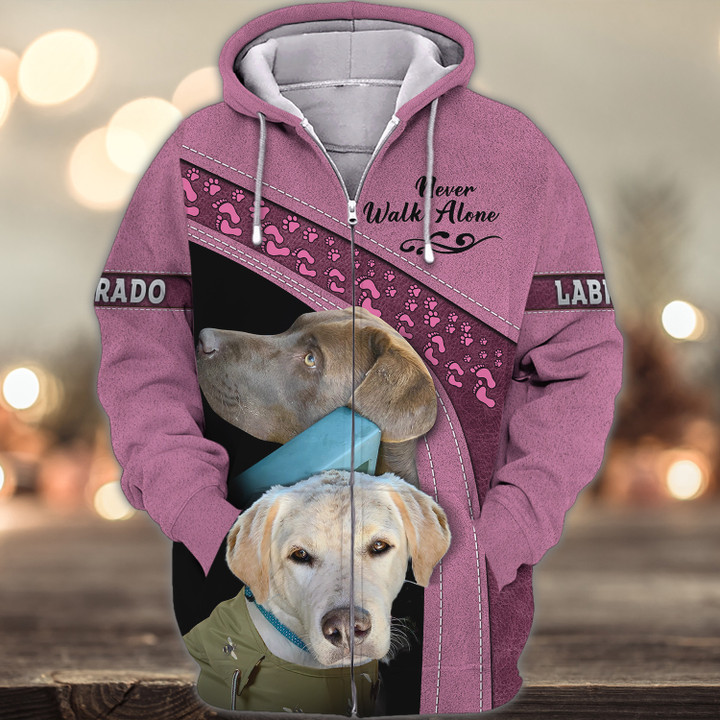 Labrador Pink Never Walk Alone 3D Full Print Shirts 1774